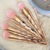 10 PIECE VEGAN ROSE GOLD BRUSH SET WITH RAINBOW CASE