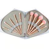 10 PIECE VEGAN ROSE GOLD BRUSH SET WITH RAINBOW CASE